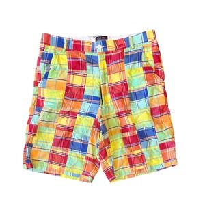 Cleve Shirtmakers Mens 36 Patchwork Madras Plaid Cotton‎ Shorts Multi-Color Prep